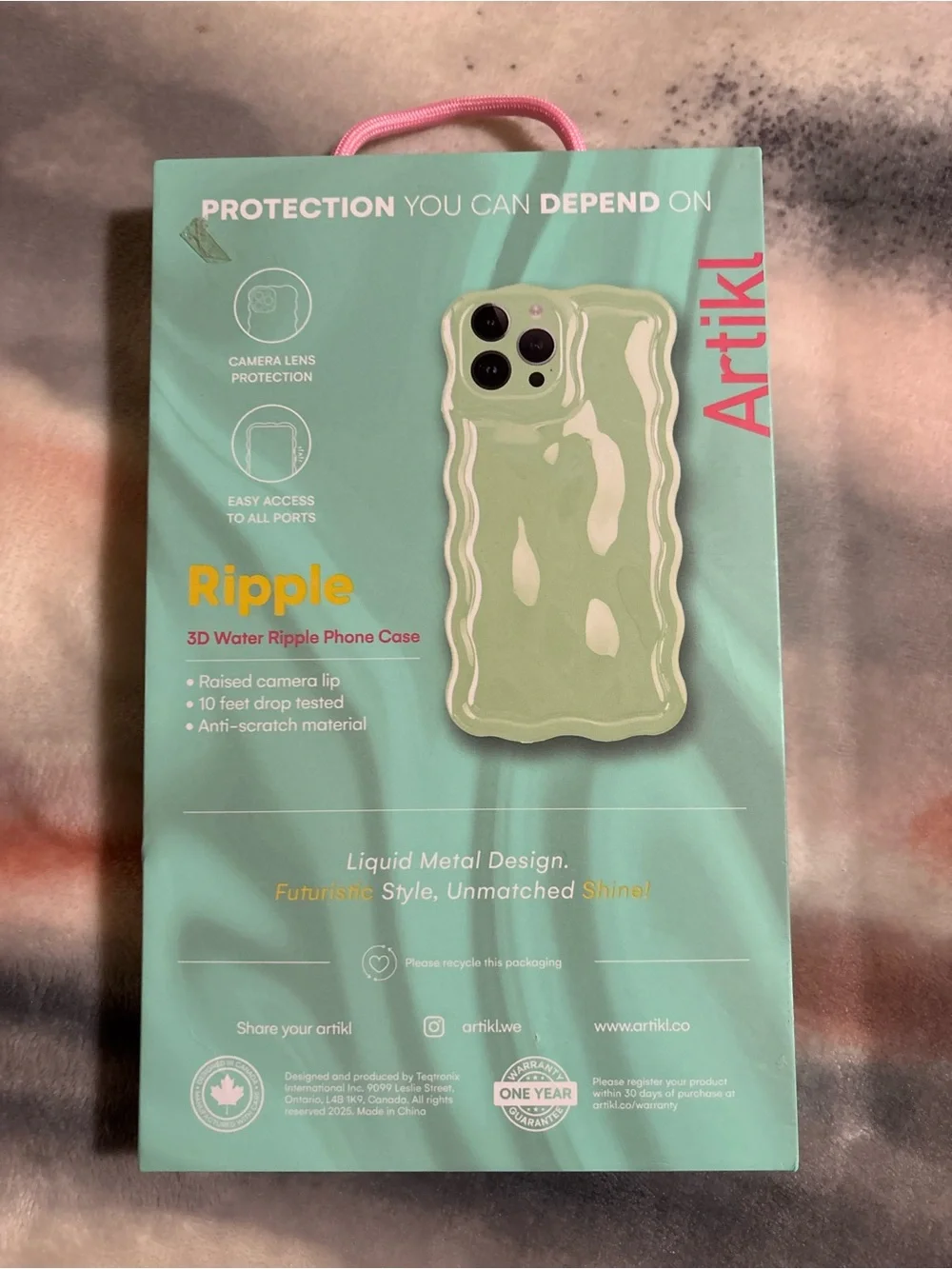 Ripple 3D Water Ripple Phone Case for iPhone 15 Pro Max - Mint Green